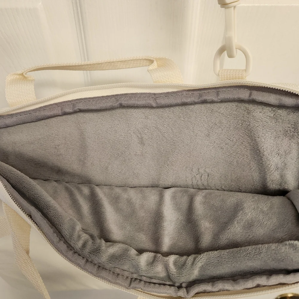 Cream Quilted Laptop Bag